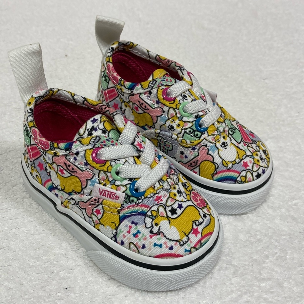 Vans White Unicorn Corgi Rainbow ice cream Sneakers Toddlers Unicorg size 2